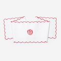 Monogrammed Scalloped Table Runner in Red