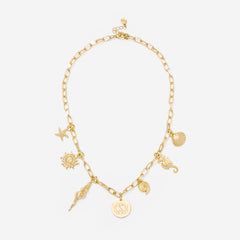 Monogrammed Seashell Charm Necklace in gold