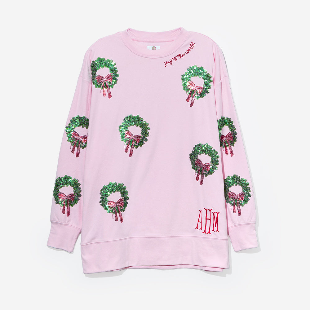 Monogrammed Sequin Wreath Sweatshirt