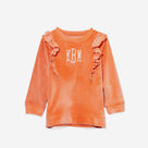 Monogrammed Girls Softspun Ruffle Sweatshirt | Pumpkin