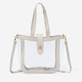 Monogrammed clear stadium approved tote in bone