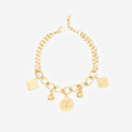 Monogrammed clover charm bracelet in gold