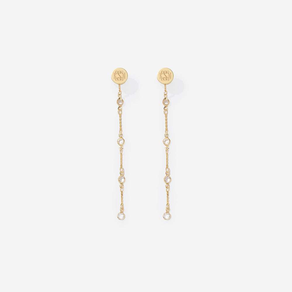 Monogrammed crystal duster earrings