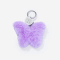 Monogrammed fuzzy bag charm keychain in purple butterfly