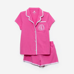 Monogrammed kids classic sleep set in hot pink