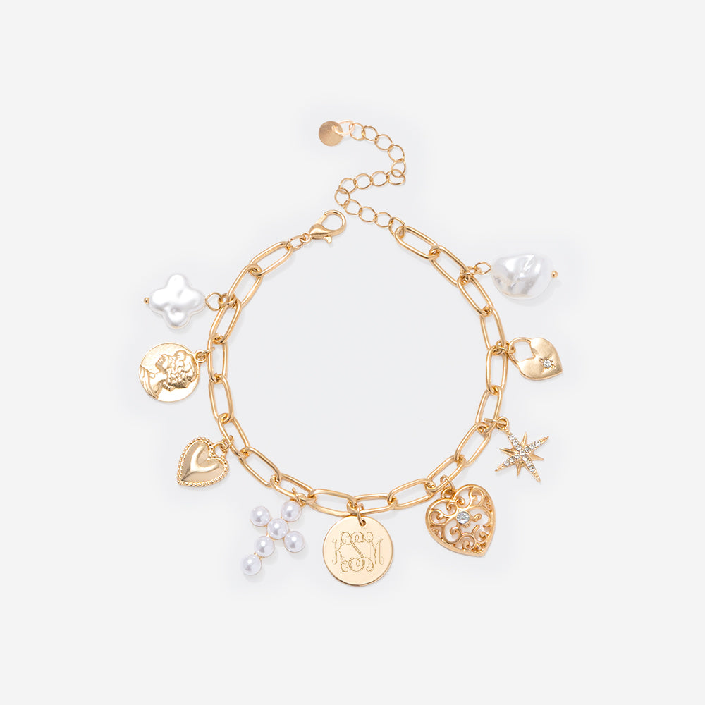 Monogrammed signature charm bracelet