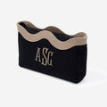Monogrammed wavy top cosmetic bag in black