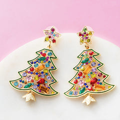 Multi Christmas Tree Earrings detail shot