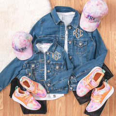 matching denim jacket and tie dye outfits