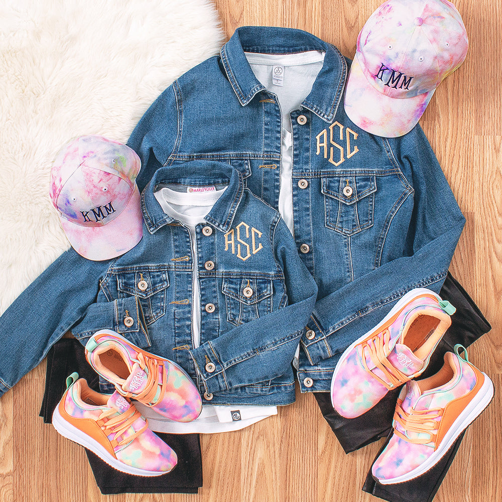 matching denim jacket and tie dye outfits