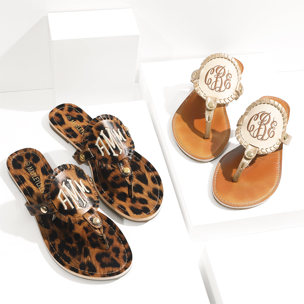 Embroidered Monogram Sandals Flip Flop – Marleylilly
