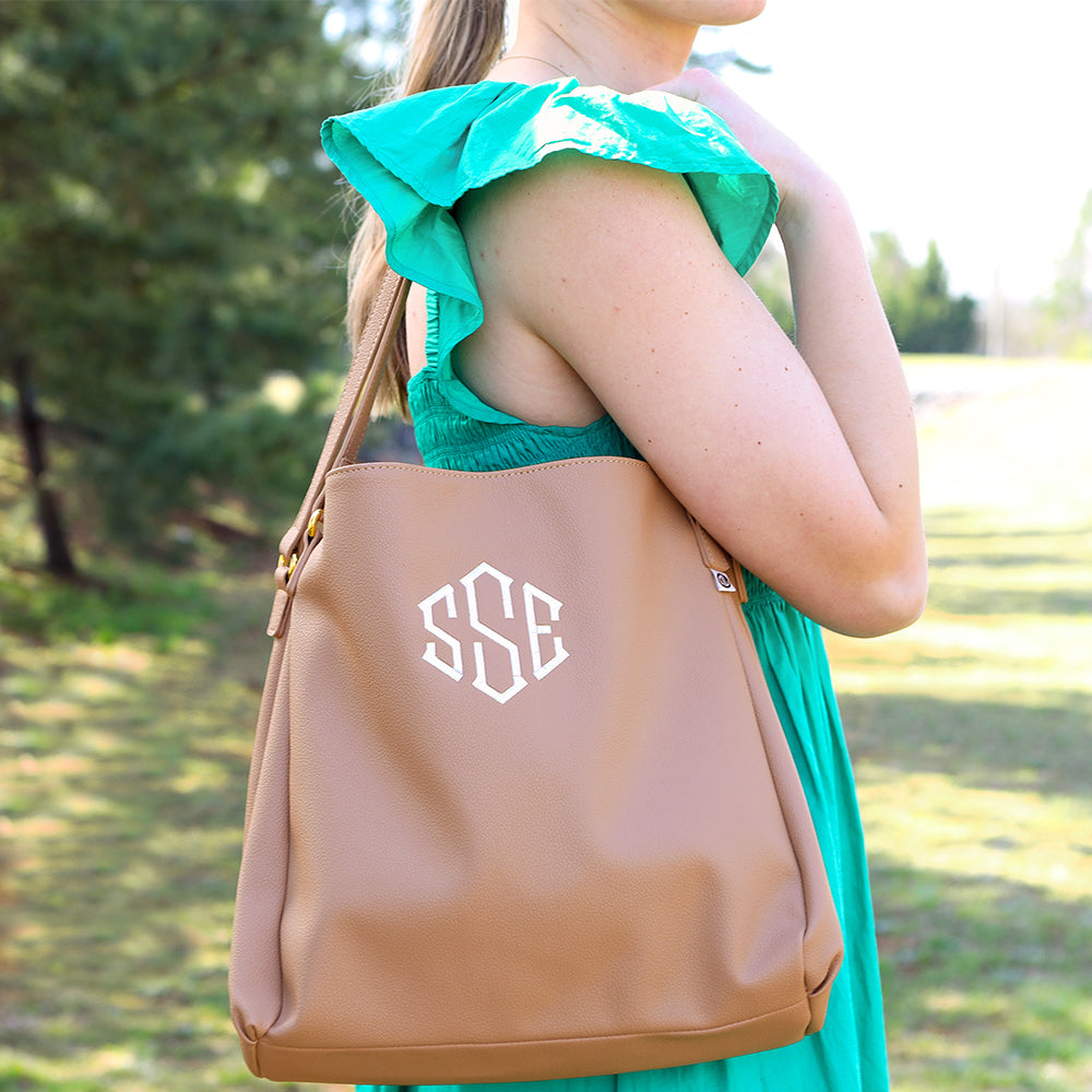 hobo purse on shoulder