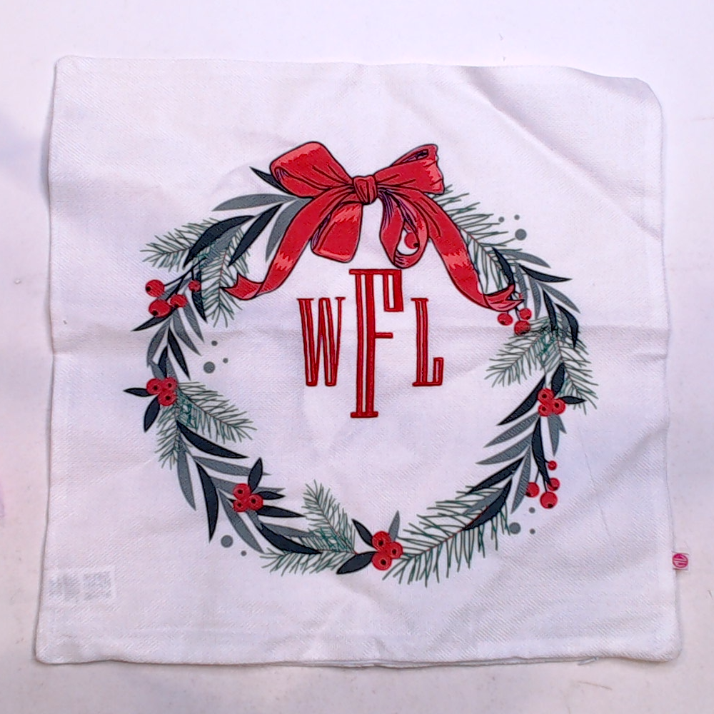 BLOOPER ACCESSORY: Monogrammed Christmas Wreath Pillow Sham
