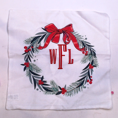 BLOOPER ACCESSORY: Monogrammed Christmas Wreath Pillow Sham