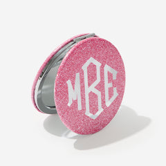 Monogrammed Compact Mirror in Pink