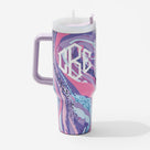 Monogrammed Travel Tumbler | Purple Marble 40oz