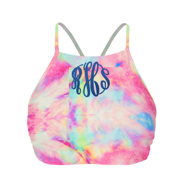 BLOOPER SWIM: Monogrammed High Neck Bikini Top