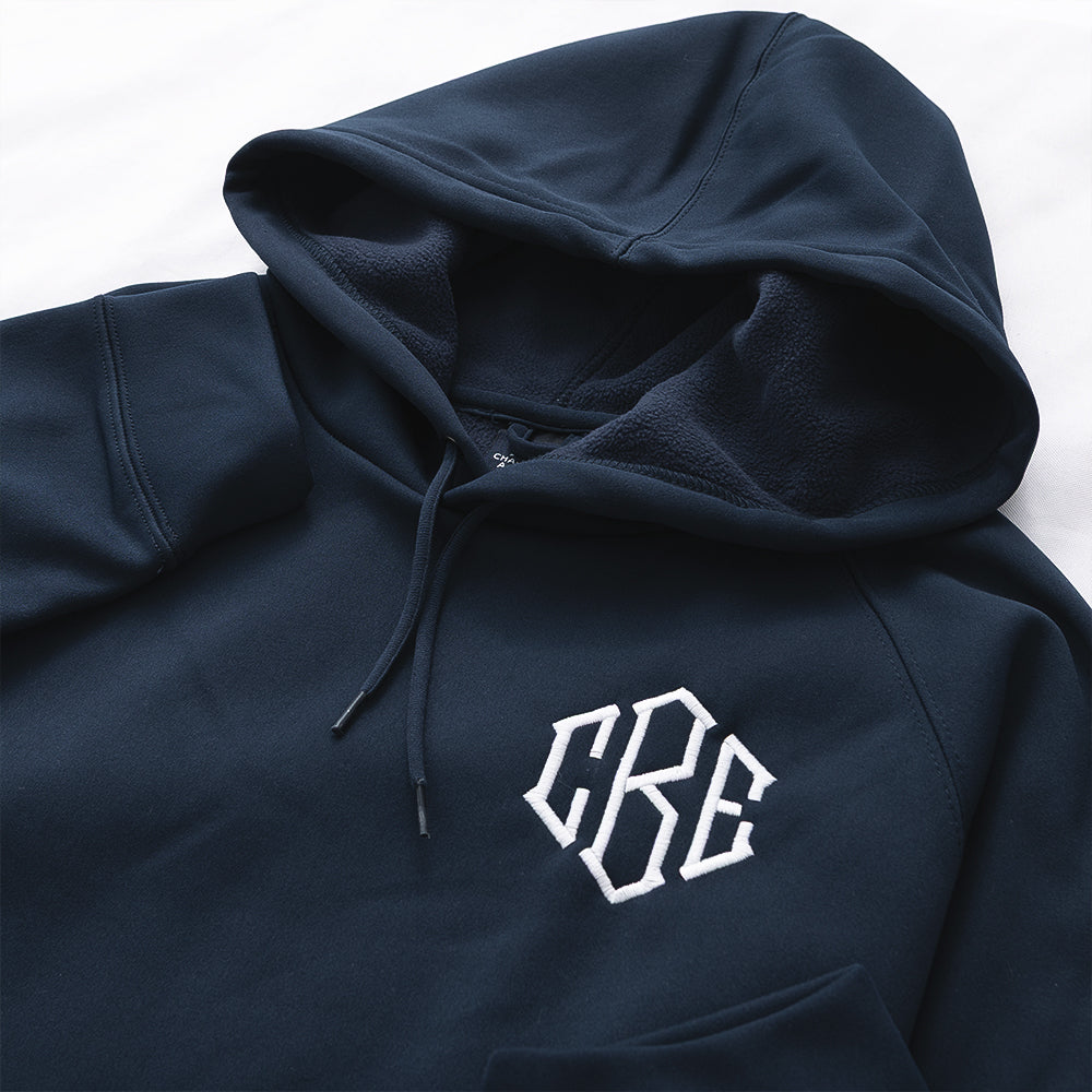 Navy hexsport polyknit sweatshirt detail shot