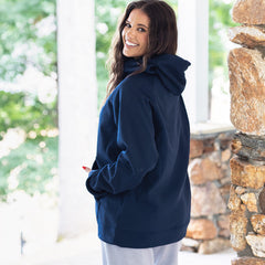 Navy hexsport polyknit sweatshirt from behind