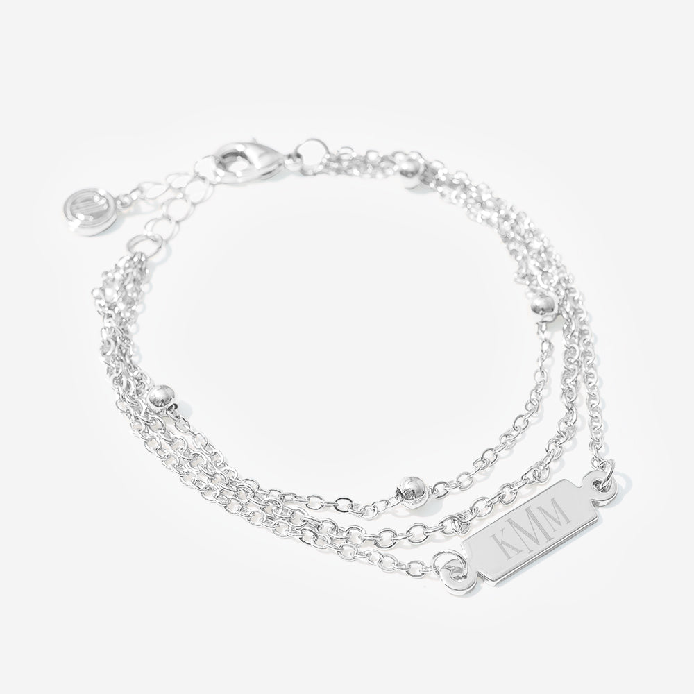 Monogrammed Multistrand Bracelet in Silver
