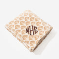 monogrammed plush blanket in khaki shells