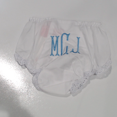 BLOOPER KIDS: Monogrammed White Eyelet Baby Bloomers