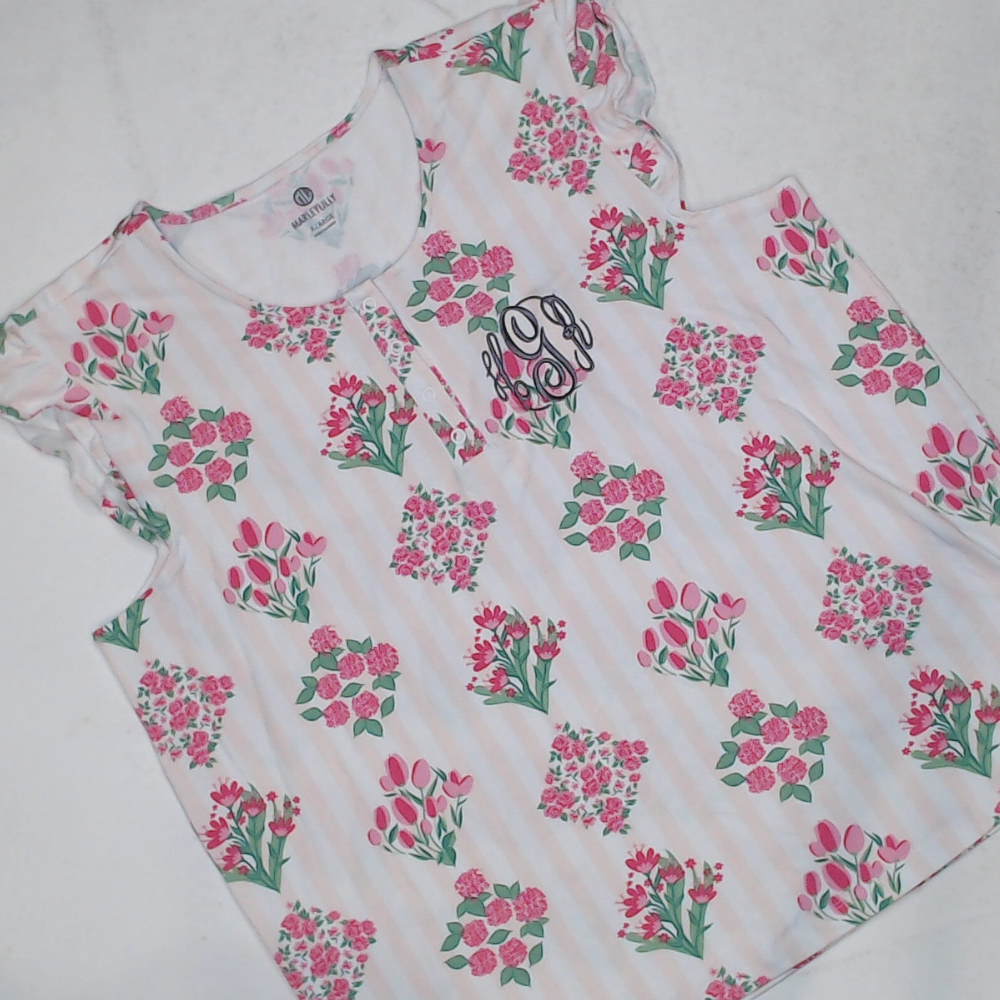 BLOOPER CLOTHING: Monogrammed Ruffle Pajama Top