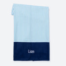 Monogrammed Kids Beach Towel | Blue Mini Stripes