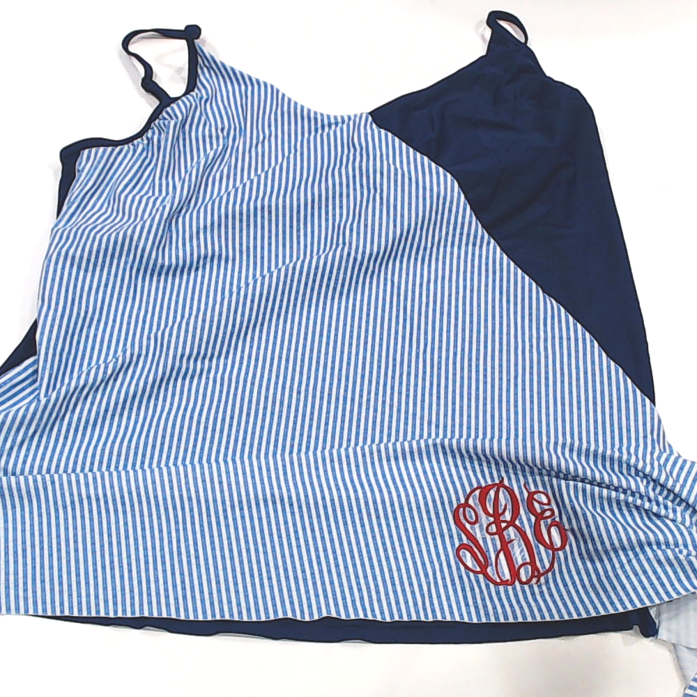 BLOOPER SWIM: Monogrammed Ruched Tankini
