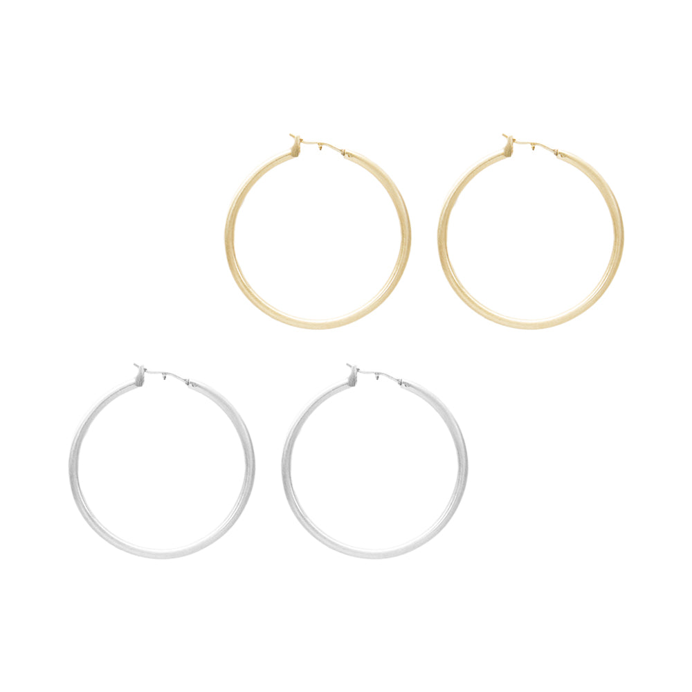 feather weight hoops in gold and silver