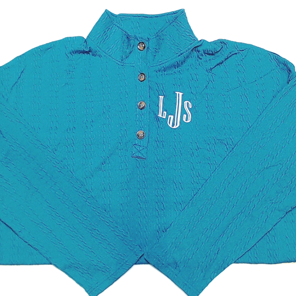 BLOOPER CLOTHING: Monogrammed Cable Knit Pullover