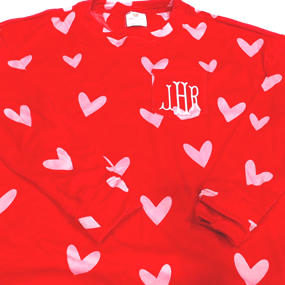 BLOOPER CLOTHING: Monogrammed Softspun Hearts Sweatshirt