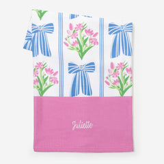 monogrammed beach towel in ribbon lattice