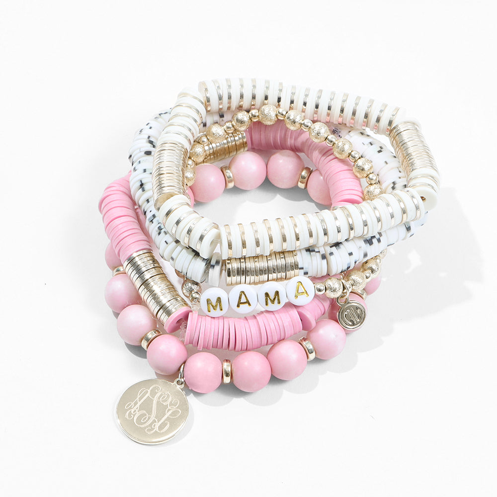 monogrammed mama bracelet stack