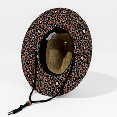 Monogrammed Kids Leopard Straw Hat Bottom