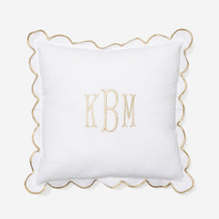 Monogrammed Scalloped Pillow Sham in Khaki