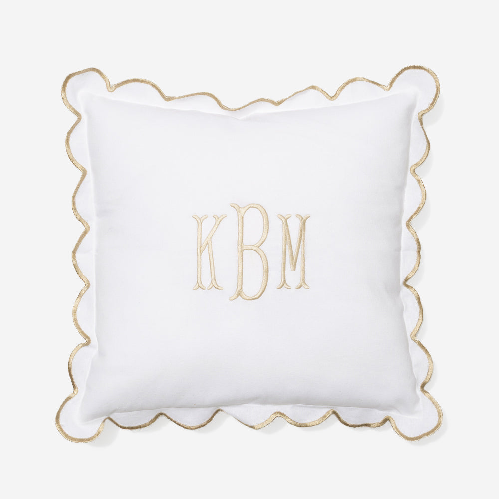 Monogrammed Scalloped Pillow Sham in Khaki