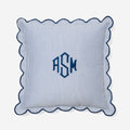 Monogrammed Scalloped Pillow Sham in Navy Seersucker