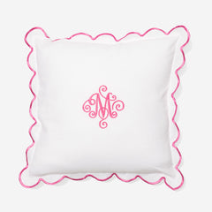 Monogrammed Scalloped Pillow Sham in Pink