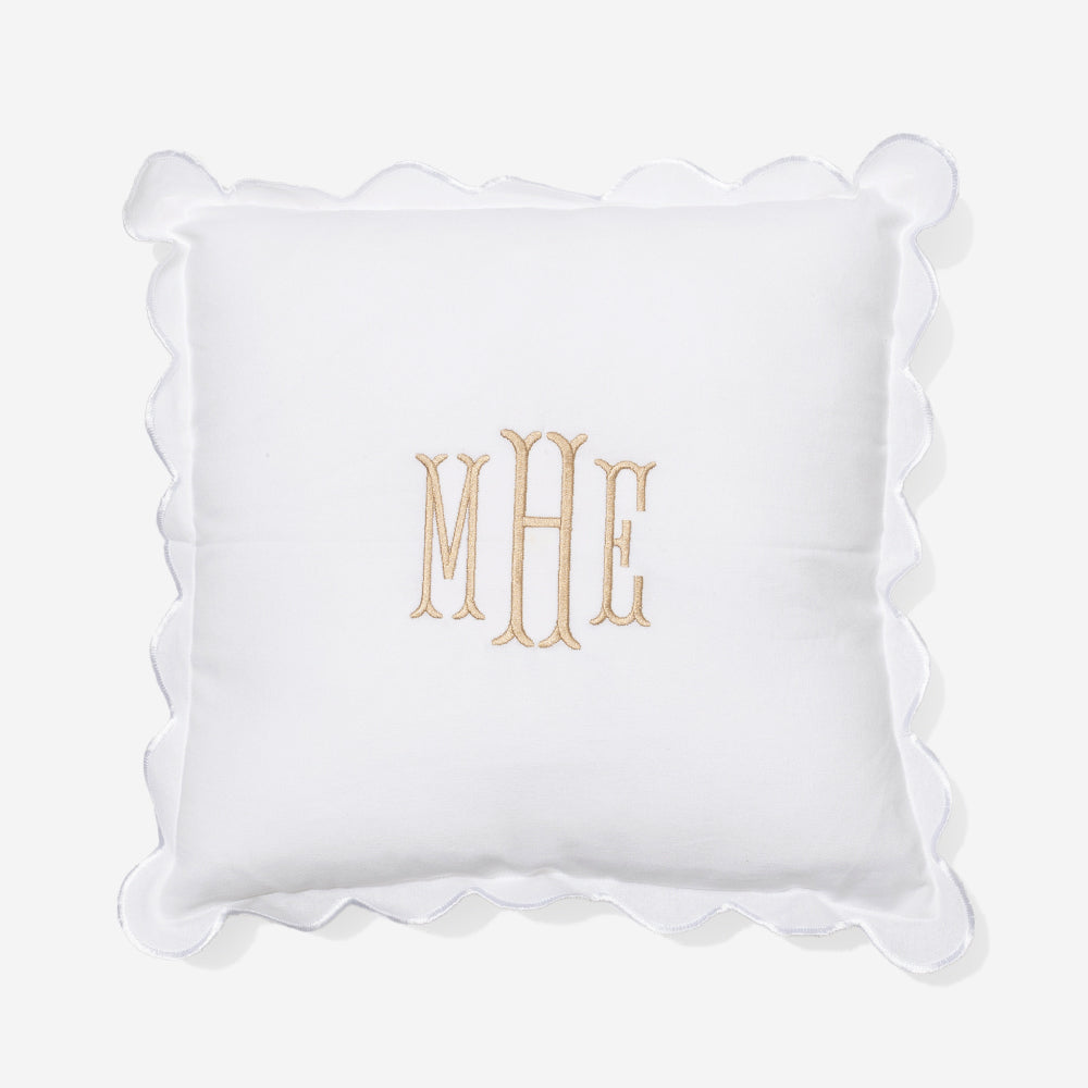 Monogrammed Scalloped Pillow Sham in White