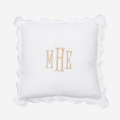 Monogrammed Scalloped Pillow Sham in White