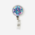 personalized badge reel in watercolor cheetah