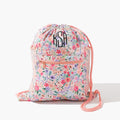 Monogrammed Kids Cinch Bag in Coral Floral