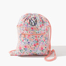 Monogrammed Kids Cinch Bag | Coral Floral
