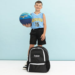 kids black activity backpack studio shot