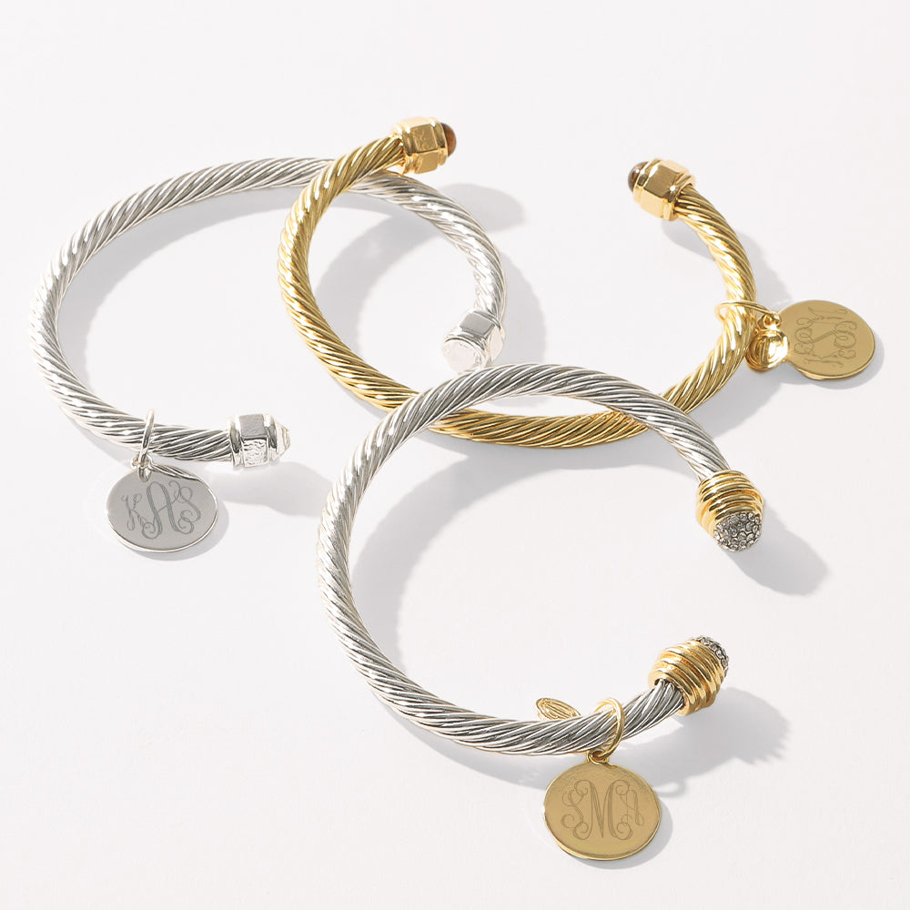 Personalized Cable Bracelet | Silver & Gold