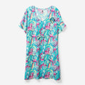monogrammed cinch waist cover up in flamingo splish splash
