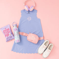 lavender scallop monogrammed kids dress