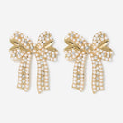 Pearl Bow Earrings | Gold