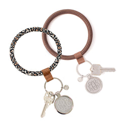 leopard and brown monogrammed key rings